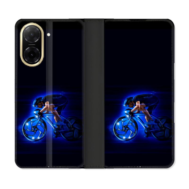 Housse cuir portefeuille Pour Xiaomi Redmi A5 Sport Cyclisme Bleu