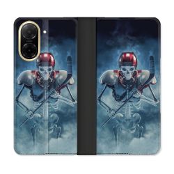 Housse cuir portefeuille Pour Xiaomi Redmi A5 Sport Hockey Squelette
