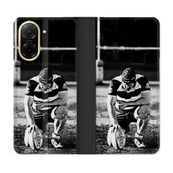 Housse cuir portefeuille Pour Xiaomi Redmi A5 Sport Rugby Noir Blanc