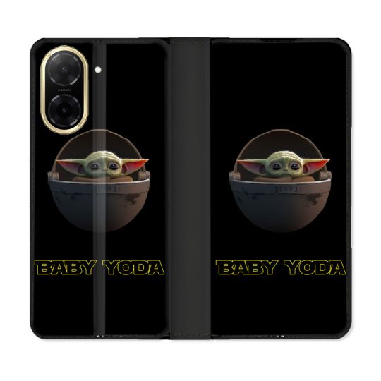 Housse cuir portefeuille Pour Xiaomi Redmi A5 Star Wars - Yoda bebe noir