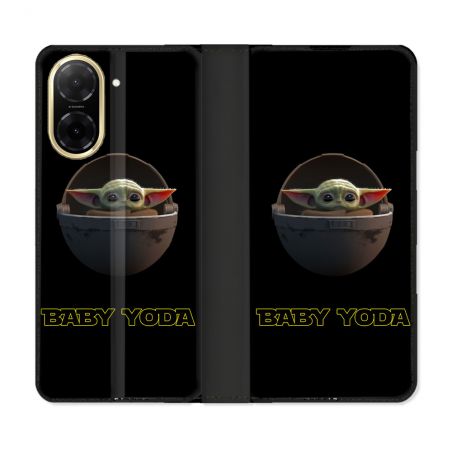 Housse cuir portefeuille Pour Xiaomi Redmi A5 Star Wars - Yoda bebe noir