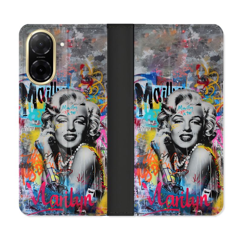 Housse cuir portefeuille Pour Xiaomi Redmi A5 Street Art Maryline Monroe