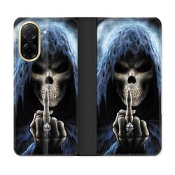 Housse cuir portefeuille Pour Xiaomi Redmi A5 Tete de Mort Doigt