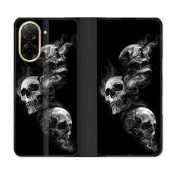 Housse cuir portefeuille Pour Xiaomi Redmi A5 Tete de Mort Triple