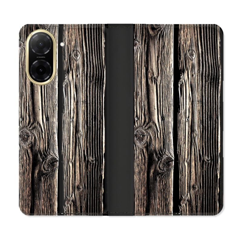 Housse cuir portefeuille Pour Xiaomi Redmi A5 Texture Bois