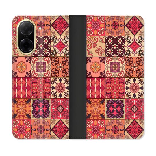 Housse cuir portefeuille Pour Xiaomi Redmi A5 Texture Carreau Ciment Rouge