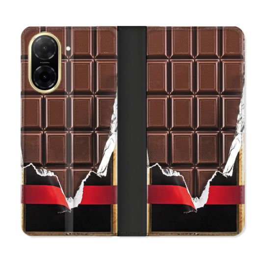 Housse cuir portefeuille Pour Xiaomi Redmi A5 Texture Trompe Oeil Chocolat