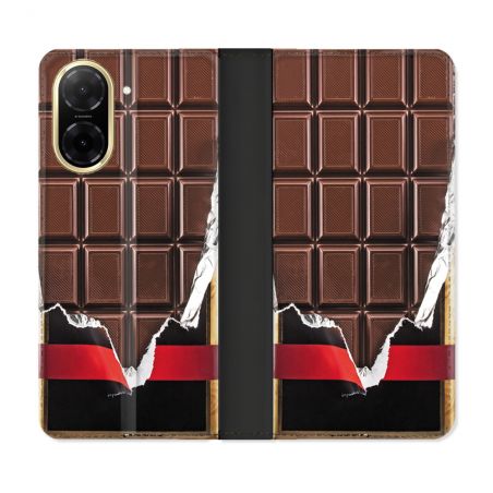 Housse cuir portefeuille Pour Xiaomi Redmi A5 Texture Trompe Oeil Chocolat