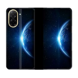 Housse cuir portefeuille Pour Xiaomi Redmi A5 Univers Planete Terre