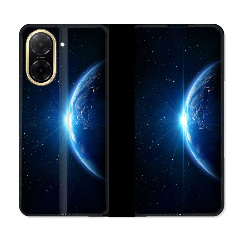 Housse cuir portefeuille Pour Xiaomi Redmi A5 Univers Planete Terre