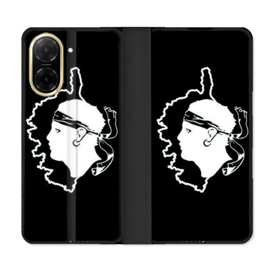 Housse cuir portefeuille Pour Xiaomi Redmi A5 Voyage Corse Noir