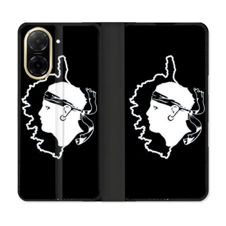 Housse cuir portefeuille Pour Xiaomi Redmi A5 Voyage Corse Noir