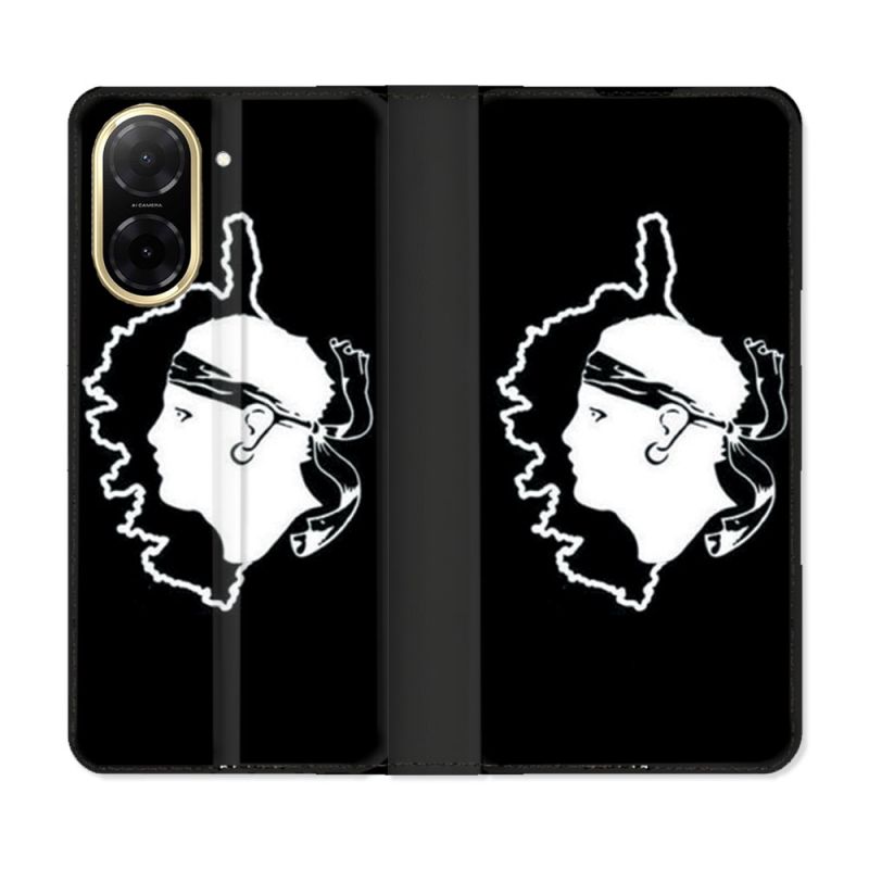 Housse cuir portefeuille Pour Xiaomi Redmi A5 Voyage Corse Noir