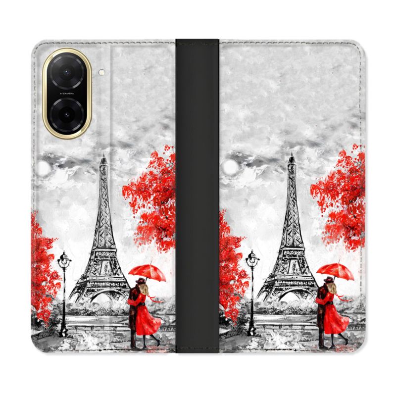 Housse cuir portefeuille Pour Xiaomi Redmi A5 Voyage France Paris Rouge