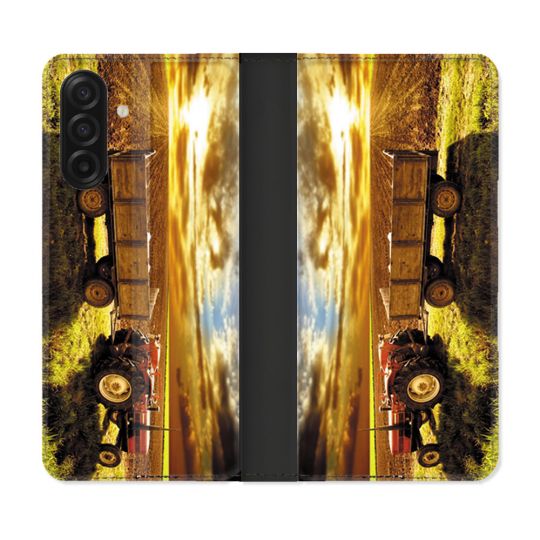 Housse cuir portefeuille Pour Samsung Galaxy A17 5G Agriculture Tracteur Color