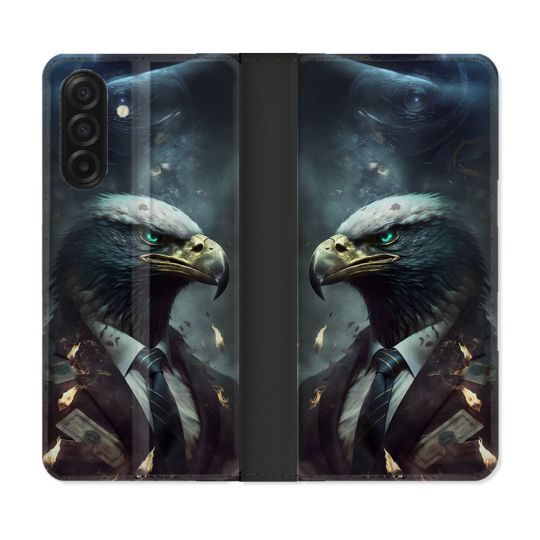 Housse cuir portefeuille Pour Samsung Galaxy A17 5G Animal Aigle Business