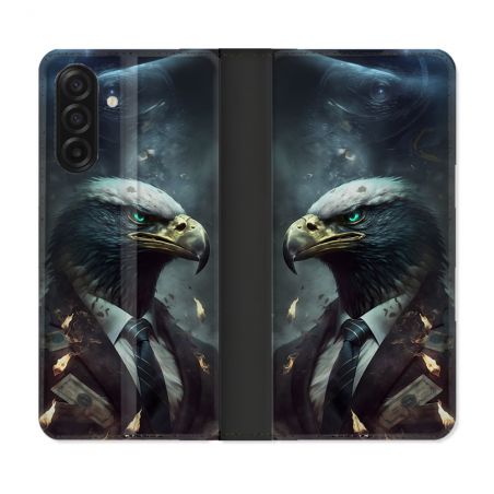 Housse cuir portefeuille Pour Samsung Galaxy A17 5G Animal Aigle Business