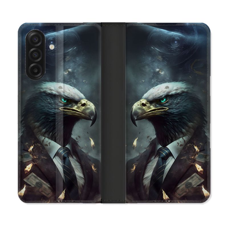 Housse cuir portefeuille Pour Samsung Galaxy A17 5G Animal Aigle Business