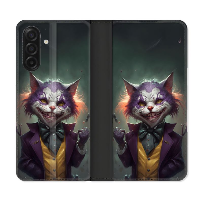 Housse cuir portefeuille Pour Samsung Galaxy A17 5G Animal Chat Joker