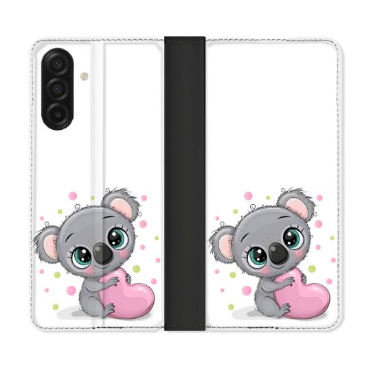 Housse cuir portefeuille Pour Samsung Galaxy A17 5G Animal Koala Cœur