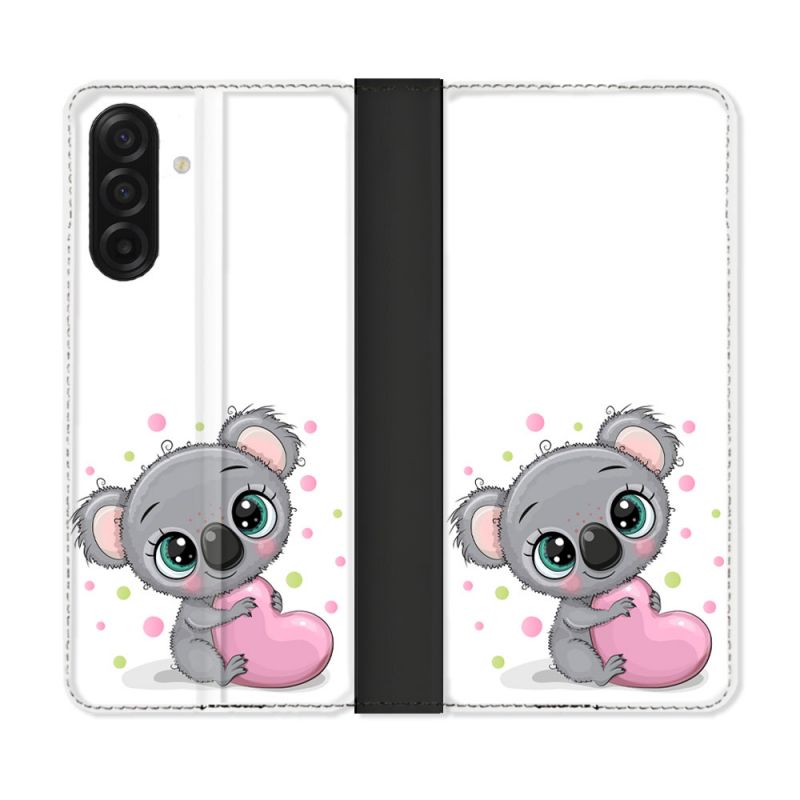 Housse cuir portefeuille Pour Samsung Galaxy A17 5G Animal Koala Cœur