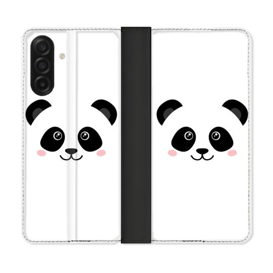 Housse cuir portefeuille Pour Samsung Galaxy A17 5G Animal Panda Blanc