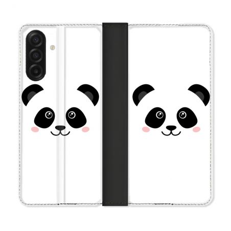 Housse cuir portefeuille Pour Samsung Galaxy A17 5G Animal Panda Blanc