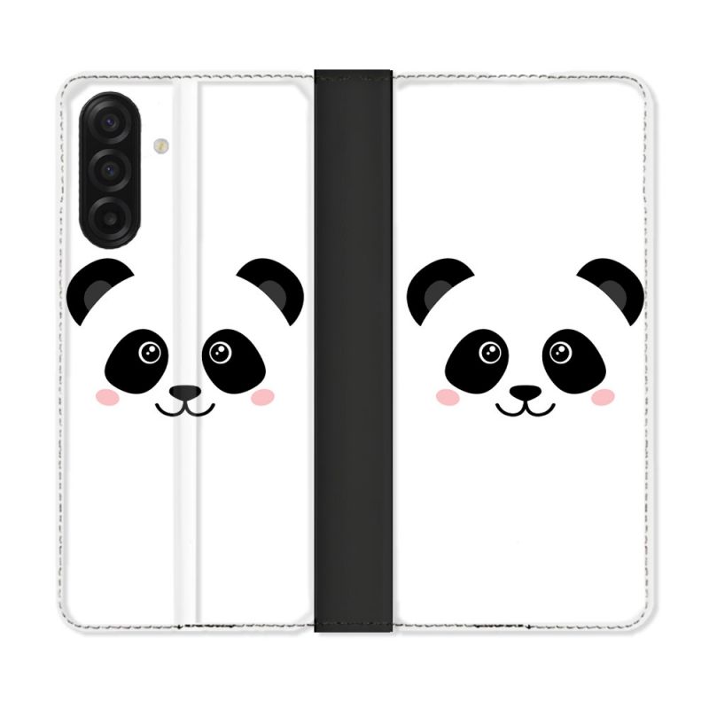Housse cuir portefeuille Pour Samsung Galaxy A17 5G Animal Panda Blanc
