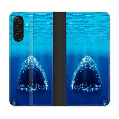 Housse cuir portefeuille Pour Samsung Galaxy A17 5G Animal Requin Dent