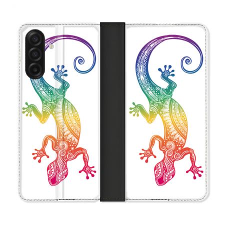 Housse cuir portefeuille Pour Samsung Galaxy A17 5G Animal Salamandre Color