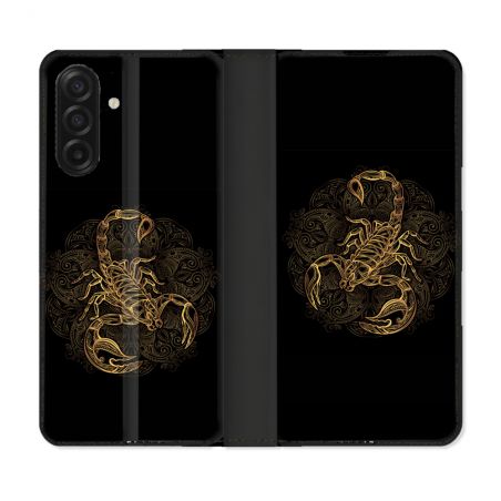 Housse cuir portefeuille Pour Samsung Galaxy A17 5G Animal Scorpion Fresque