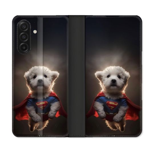 Housse cuir portefeuille Pour Samsung Galaxy A17 5G Animal Super Chien
