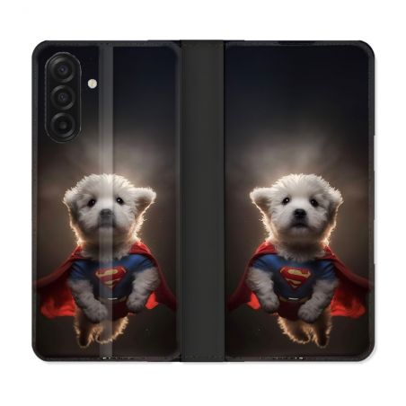 Housse cuir portefeuille Pour Samsung Galaxy A17 5G Animal Super Chien