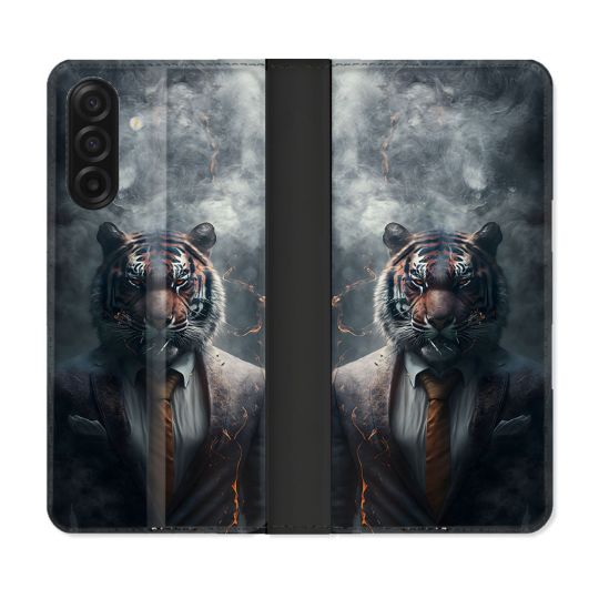 Housse cuir portefeuille Pour Samsung Galaxy A17 5G Animal Tigre Business