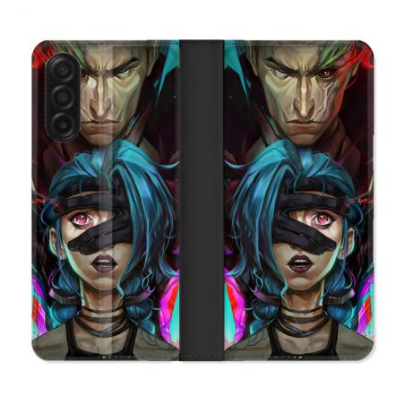 Housse cuir portefeuille Pour Samsung Galaxy A17 5G Arcane Jinx Bleu