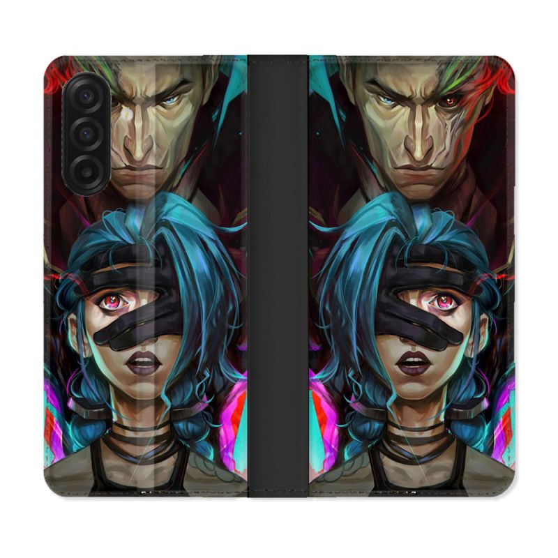 Housse cuir portefeuille Pour Samsung Galaxy A17 5G Arcane Jinx Bleu