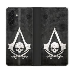 Housse cuir portefeuille Pour Samsung Galaxy A17 5G Assassin Creed Tete Mort