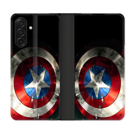 Housse cuir portefeuille Pour Samsung Galaxy A17 5G Captain America Bouclier