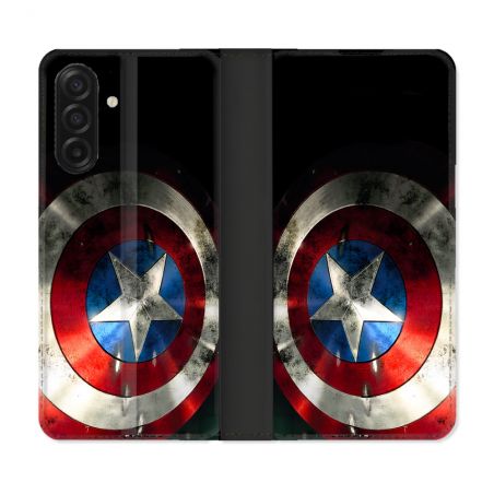 Housse cuir portefeuille Pour Samsung Galaxy A17 5G Captain America Bouclier