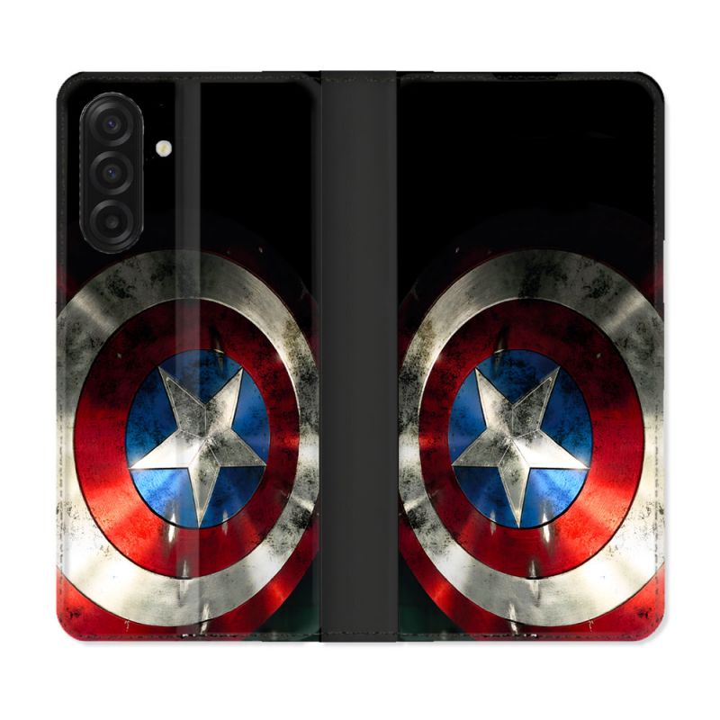 Housse cuir portefeuille Pour Samsung Galaxy A17 5G Captain America Bouclier