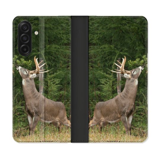 Housse cuir portefeuille Pour Samsung Galaxy A17 5G Chasse Cerf