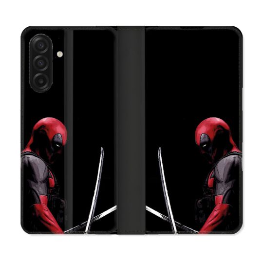 Housse cuir portefeuille Pour Samsung Galaxy A17 5G Deadpool Epee