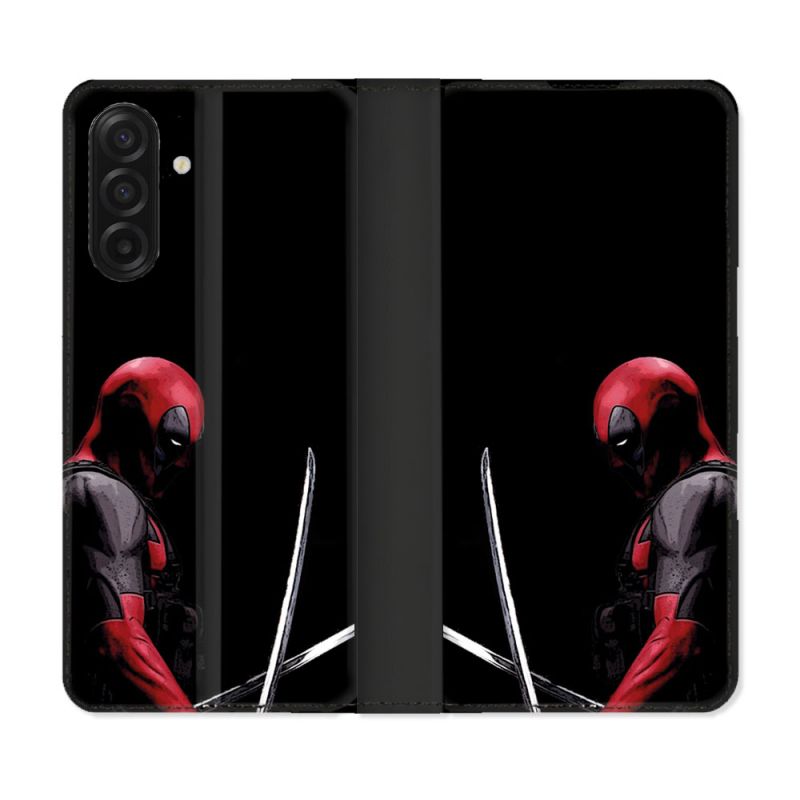 Housse cuir portefeuille Pour Samsung Galaxy A17 5G Deadpool Epee