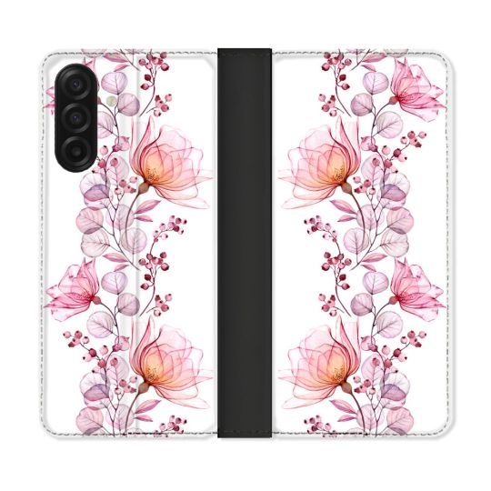 Housse cuir portefeuille Pour Samsung Galaxy A17 5G Fleur Eclosion