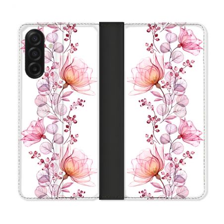 Housse cuir portefeuille Pour Samsung Galaxy A17 5G Fleur Eclosion