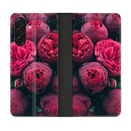 Housse cuir portefeuille Pour Samsung Galaxy A17 5G Fleur Pivoine