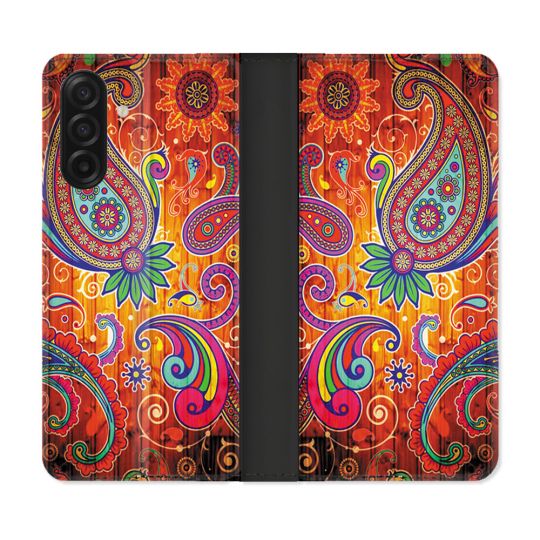 Housse cuir portefeuille Pour Samsung Galaxy A17 5G Fleur Psychedelic