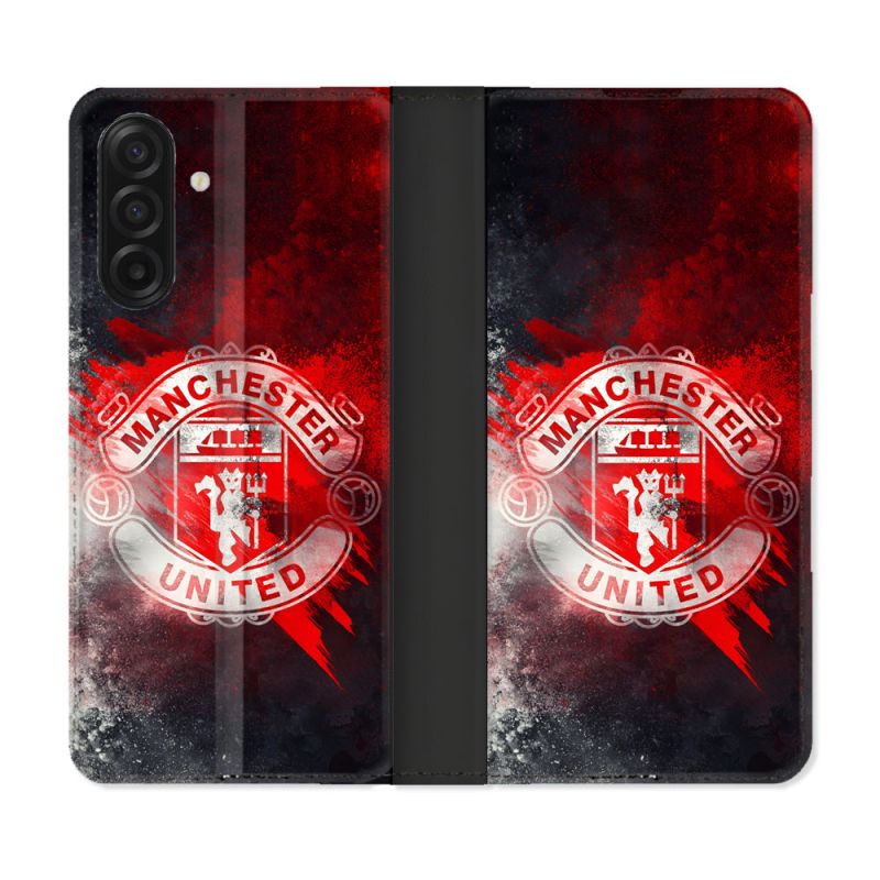 Housse cuir portefeuille Pour Samsung Galaxy A17 5G Foot Manchester United