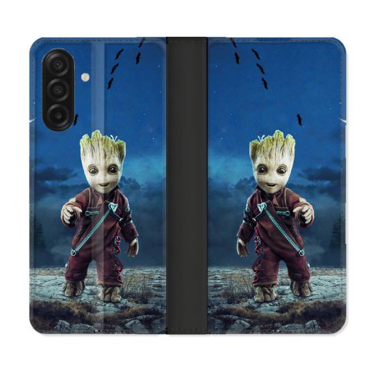 Housse cuir portefeuille Pour Samsung Galaxy A17 5G Groot Bleu