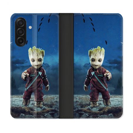 Housse cuir portefeuille Pour Samsung Galaxy A17 5G Groot Bleu